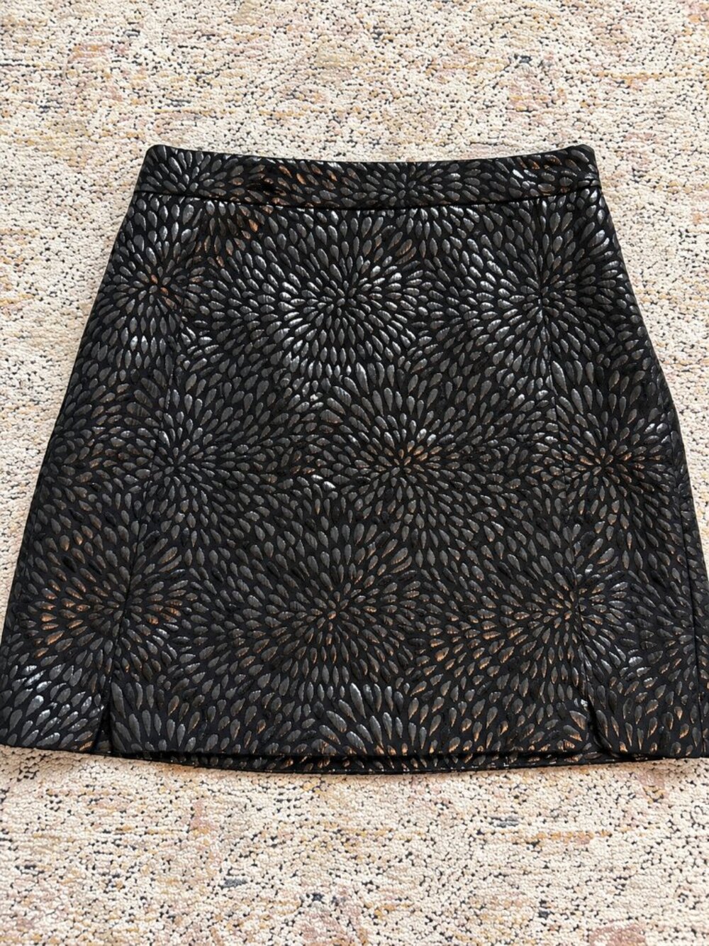 LOFT Black Metallic Floral Jacquard Mini Skirt